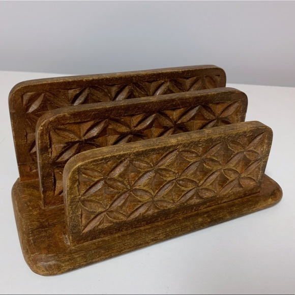 Other - Vintage Carved Wood Letter Holder Mail Organizer